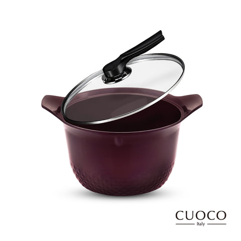 【義大利CUOCO】大容量-酒紅陶瓷湯鍋26cm(附蓋)