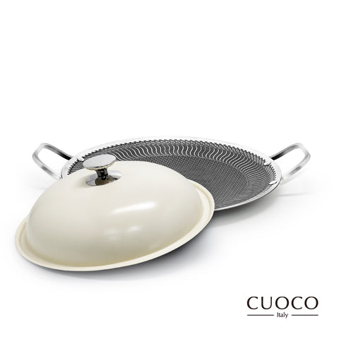 【義大利CUOCO】頂級316雷射晶鋼IH蜂巢不沾烤盤38cm(贈水蒸蓋)