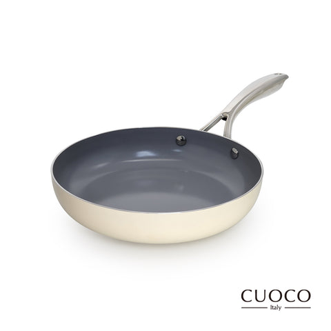 【義大利CUOCO】多功能歐風-天鵝IH陶瓷不沾平底鍋24cm