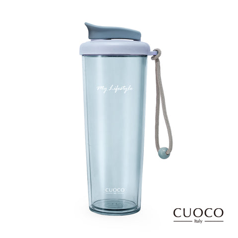 【義大利CUOCO】時尚雙層晶透杯700ml (北歐粉/冰川藍)
