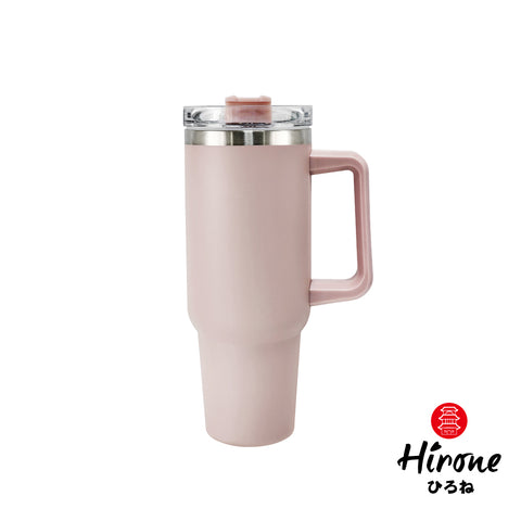 【日系美學】超大容量-鈦陶瓷霸王保溫杯1200ml(北歐粉/鼠草綠)