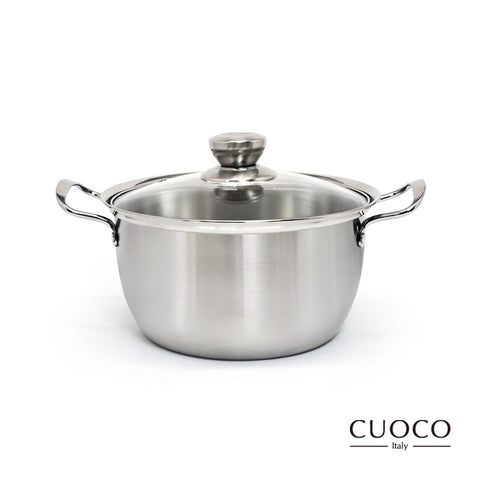 【義大利CUOCO】頂級316雷射晶鋼IH湯鍋24cm(附蓋)