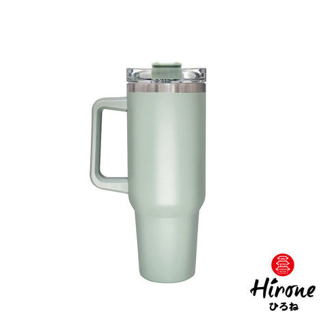 【日系美學】超大容量-鈦陶瓷霸王保溫杯1200ml(北歐粉/鼠草綠)