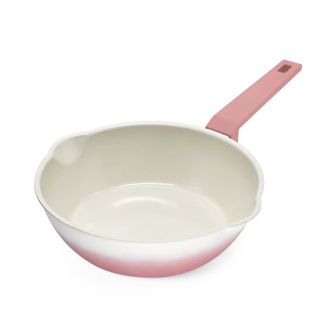 馬卡龍漸層系列-鈦陶瓷IH煎炒鍋24cm(珊瑚粉)