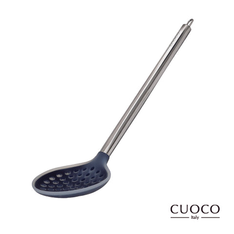 【義大利CUOCO】加長型不鏽鋼柄-矽膠濾勺40cm