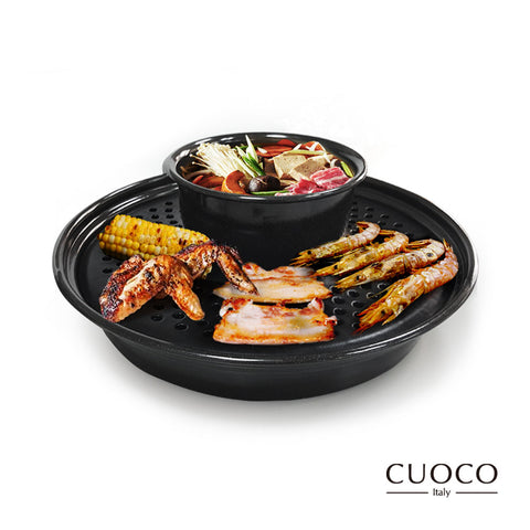 【義大利CUOCO】大滿足-火烤兩用不沾鍋具組(鍋+烤盤+落水槽)