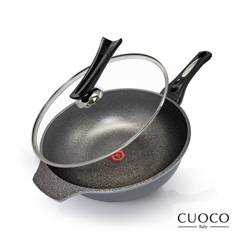 【義大利CUOCO】鈦晶岩系列T4-感溫不沾大寶鍋34cm(附蓋)