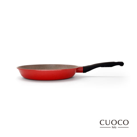 【義大利CUOCO】鈦晶岩系列T2-富貴紅不沾平底鍋28cm