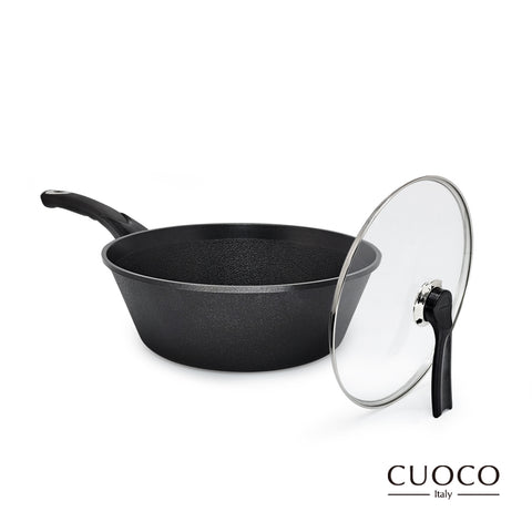 【義大利CUOCO】大容量-石墨烯不沾深炒鍋30cm(附蓋)