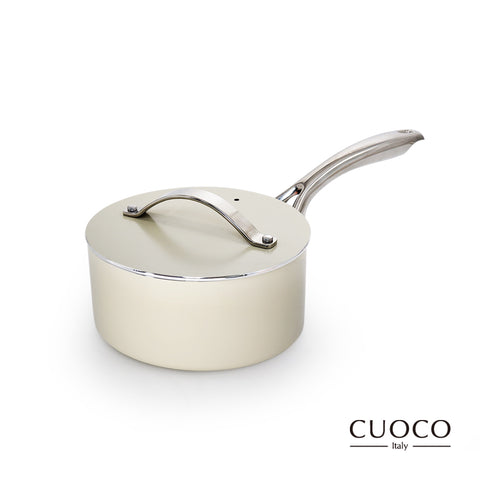 【義大利CUOCO】多功能歐風-天鵝IH陶瓷不沾奶鍋18cm