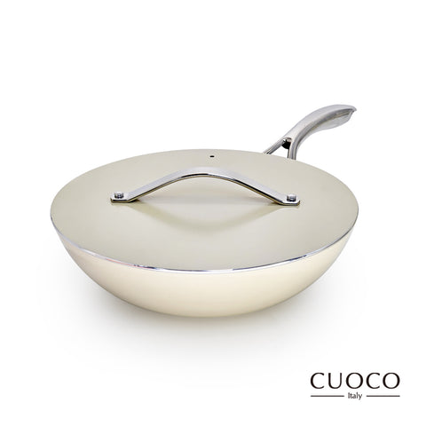 【義大利CUOCO】多功能歐風-天鵝IH陶瓷不沾炒鍋28cm