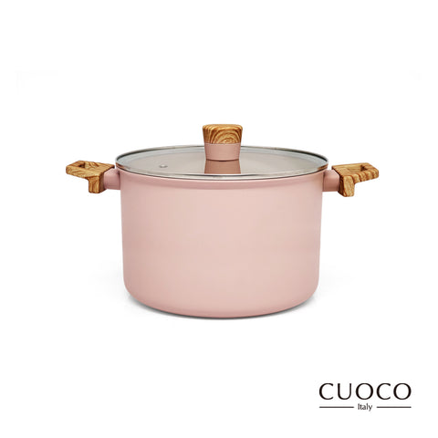 【義大利CUOCO】北歐系列-粉紅佳人IH陶瓷不沾高湯鍋24cm(附蓋)