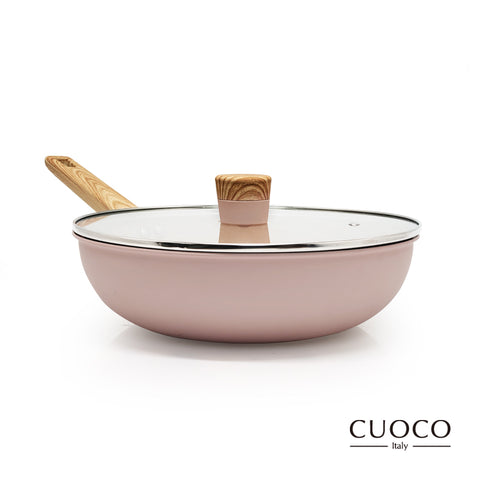【義大利CUOCO】北歐系列-粉紅佳人IH陶瓷不沾鍋具組(炒鍋+湯鍋+奶鍋)