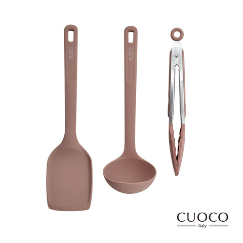 【義大利CUOCO】北歐系列-半月柄全矽膠廚具3件組(炒鏟+湯勺+料理夾)