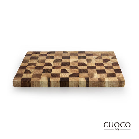 3/31進貨【義大利CUOCO】純淨自然系列-頂級棋盤格原木砧板37x26cm