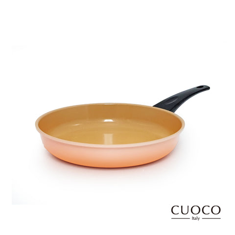 【義大利CUOCO】年度限定版-漸層粉橘陶瓷不沾平煎鍋28cm