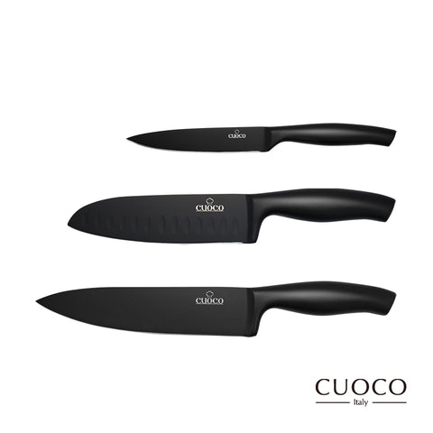 【義大利CUOCO】420黑科技粉末鋼三刀組(廚師刀+三德刀+萬用刀)